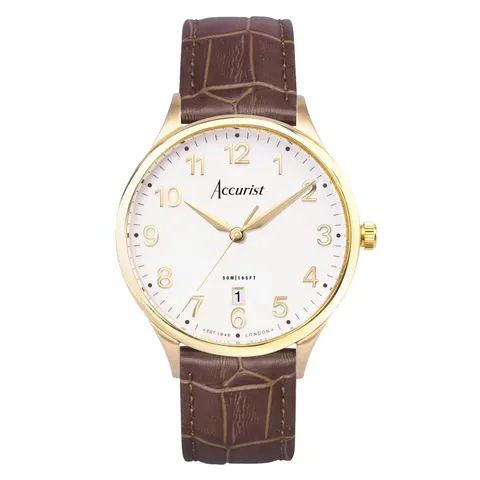Accurist Classic Brown Leather White Dial