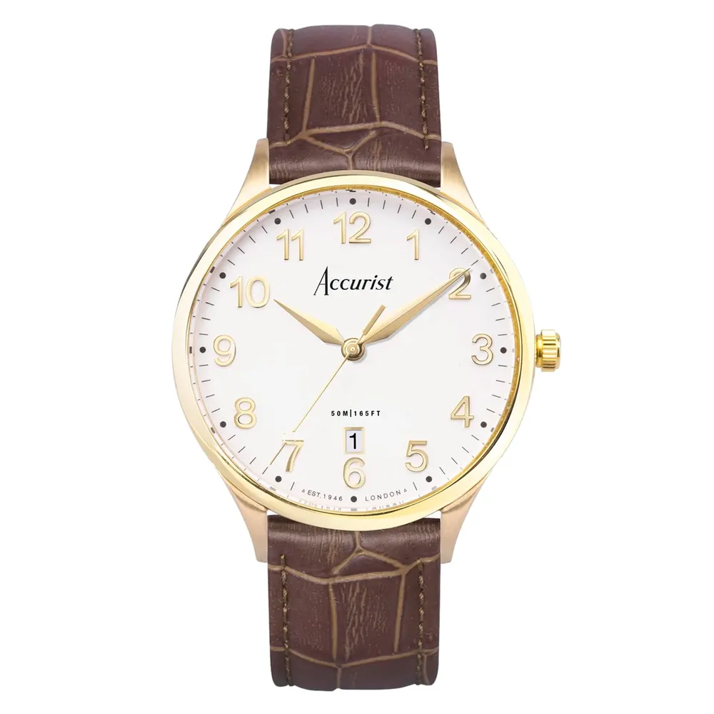 Accurist Classic Brown Leather White Dial 73001