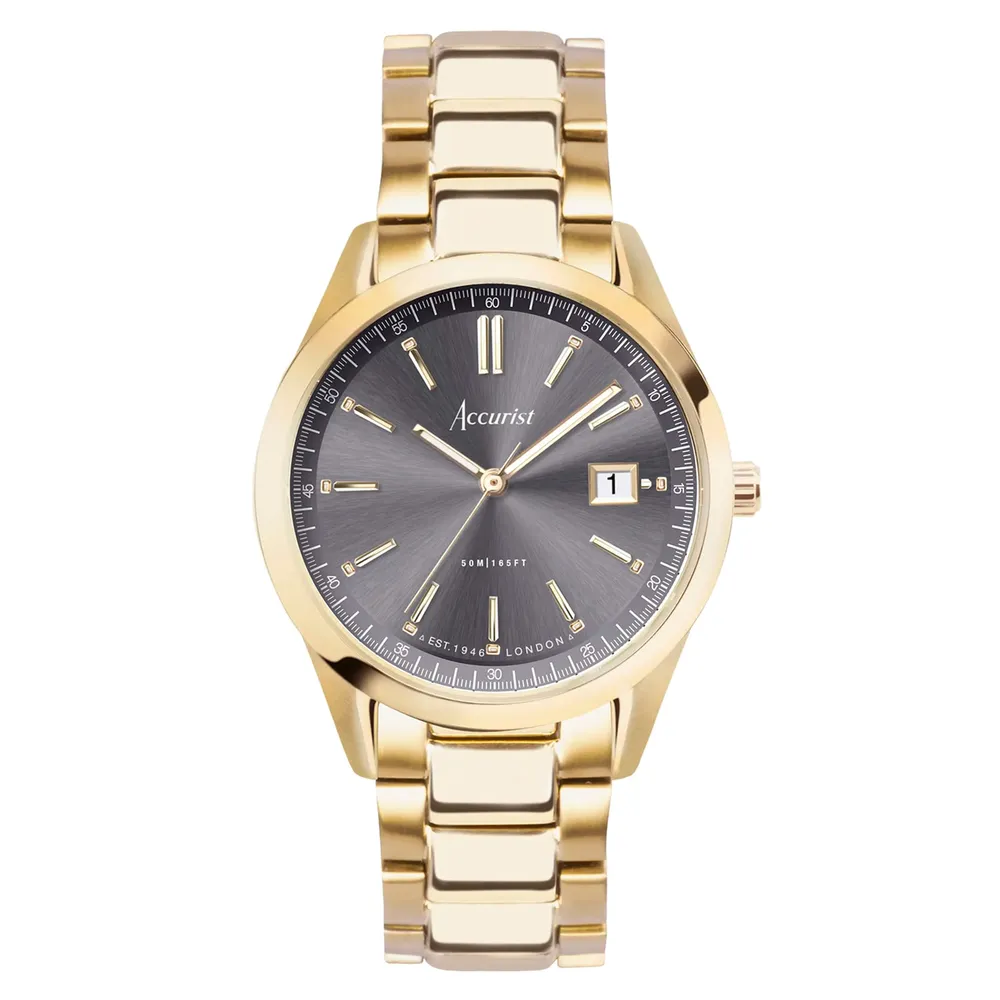 Accurist Everyday Yellow Gold Grey Dial 74009
