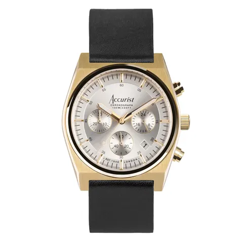 Accurist Origin Chrono Silver Dial Black Leather