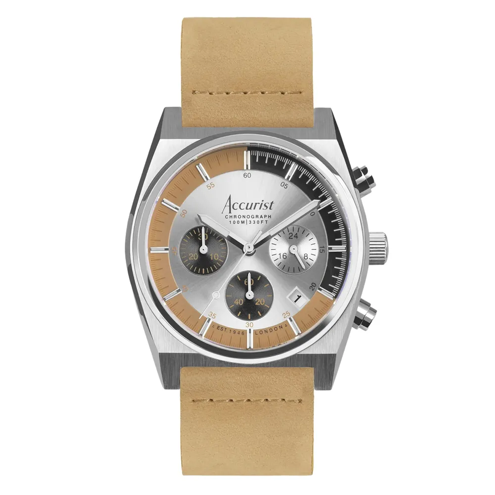 Accurist Origin Chrono Silver Dial Brown Leather 70006