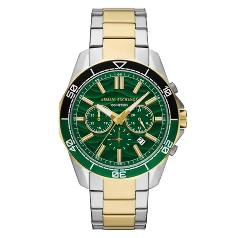 Armani Exchange Chronograph Two-Tone Stainless Steel Green Dial