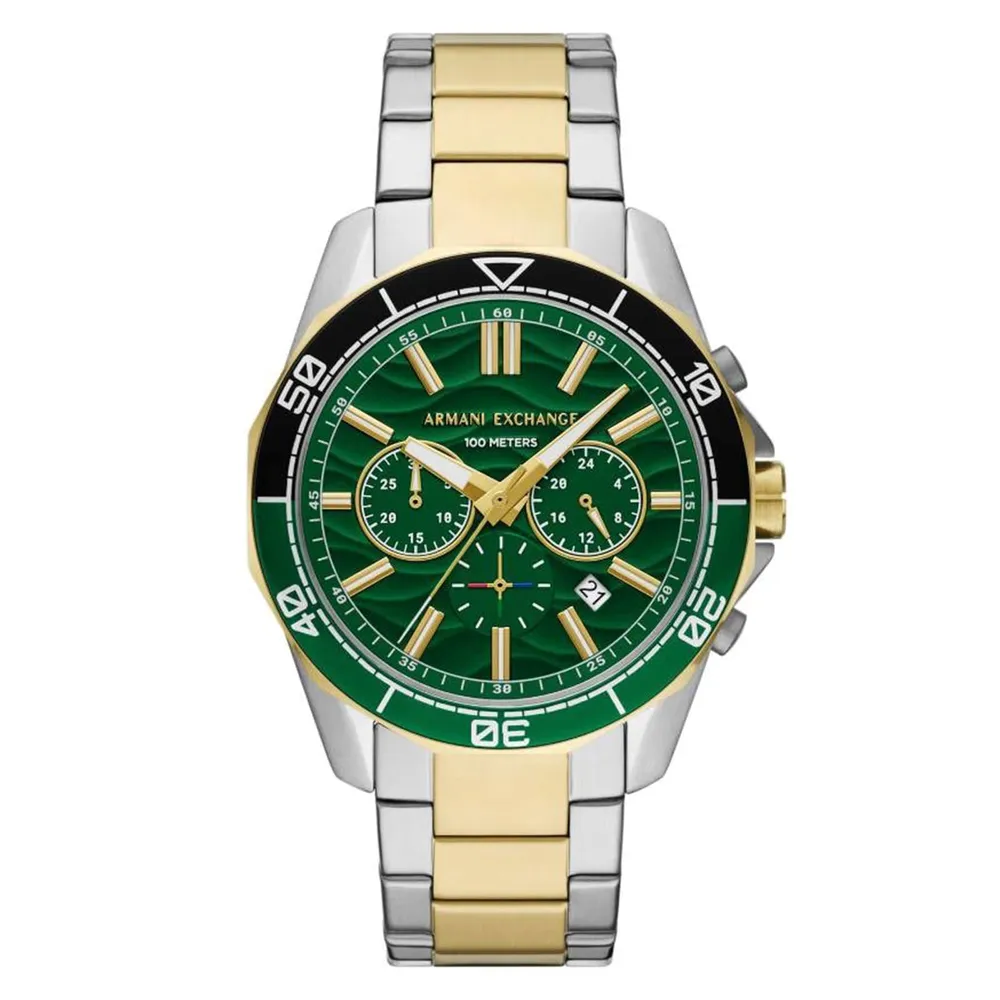Armani Exchange Chronograph Two-Tone Stainless Steel Green Dial AX1966