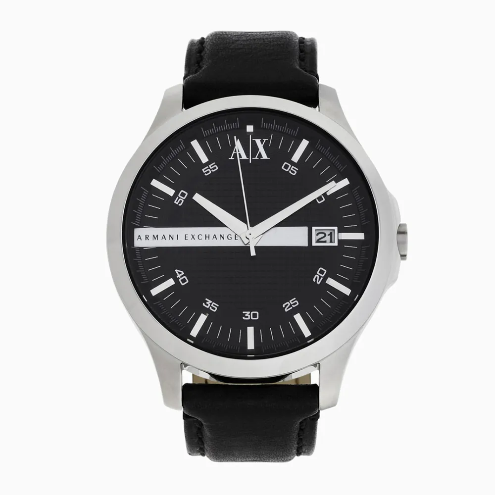 Armani Exchange Three-Hand Date Black Leather AX2101