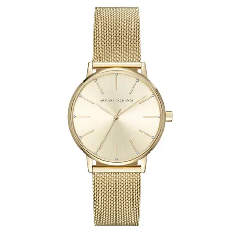 Armani Exchange Three-Hand Rose Gold-Tone Steel
