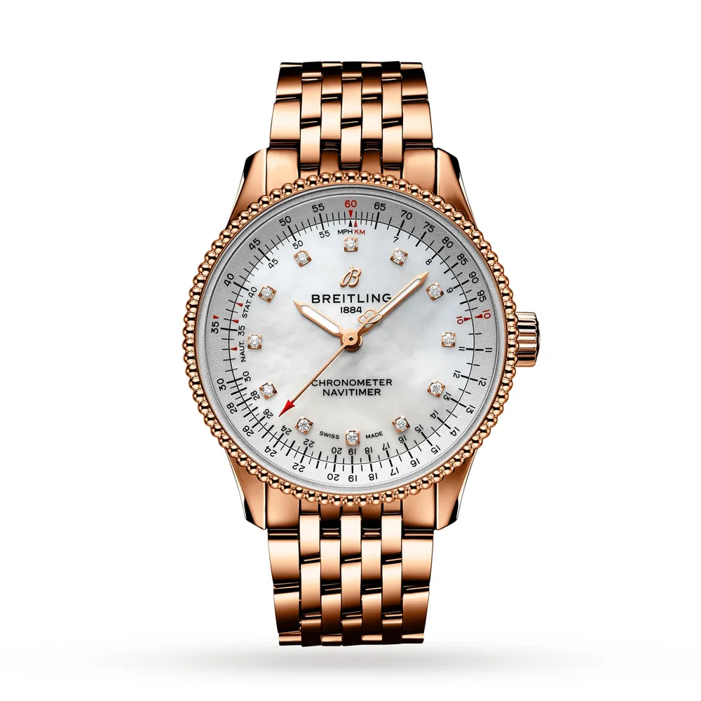 Breitling Navitimer Automatic 35 18ct Red Gold Mother of Pearl R17395211A1R1