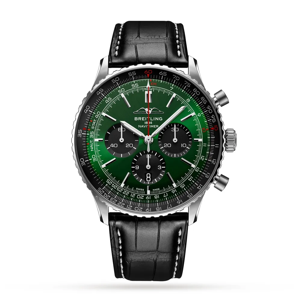 Breitling Navitimer B01 Chronograph 46 Stainless Steel Leather Strap AB0137241L1P1
