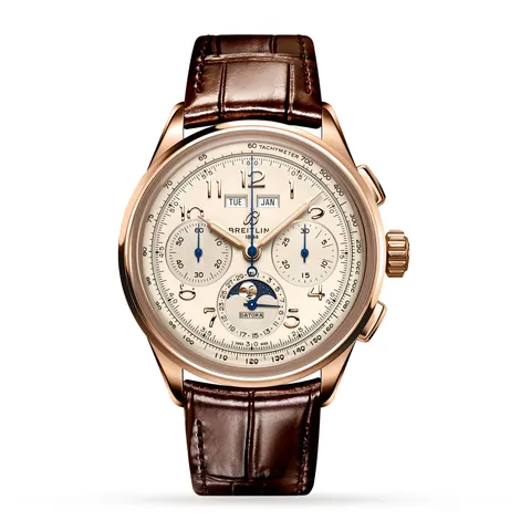 Breitling Premier B25 Datora 42 18k Red Gold Leather Strap