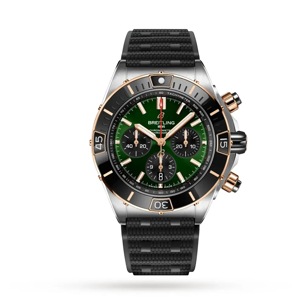 Breitling Super Chronomat B01 44 Stainless Steel & 18k Red Gold Rubber Strap UB0136251L1S1