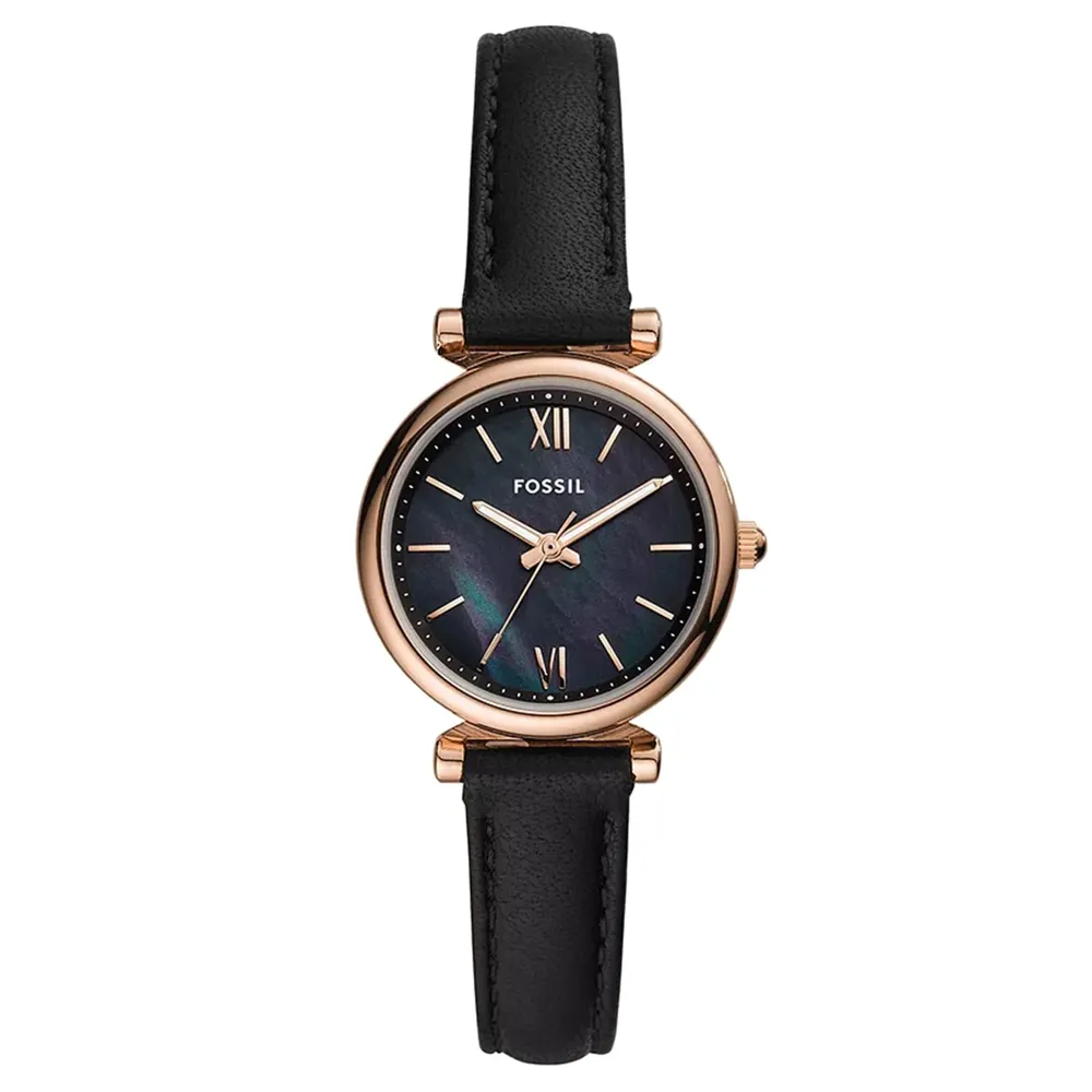 Fossil Carlie Mini Three-Hand Black Leather ES4700