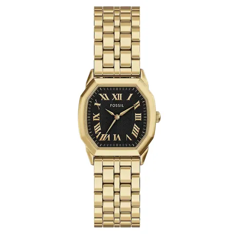 Fossil Harlow Three-Hand Gold-Tone Stainless Steel Black Dial