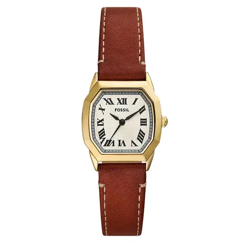 Fossil Harlow Three-Hand Medium Brown Leather
