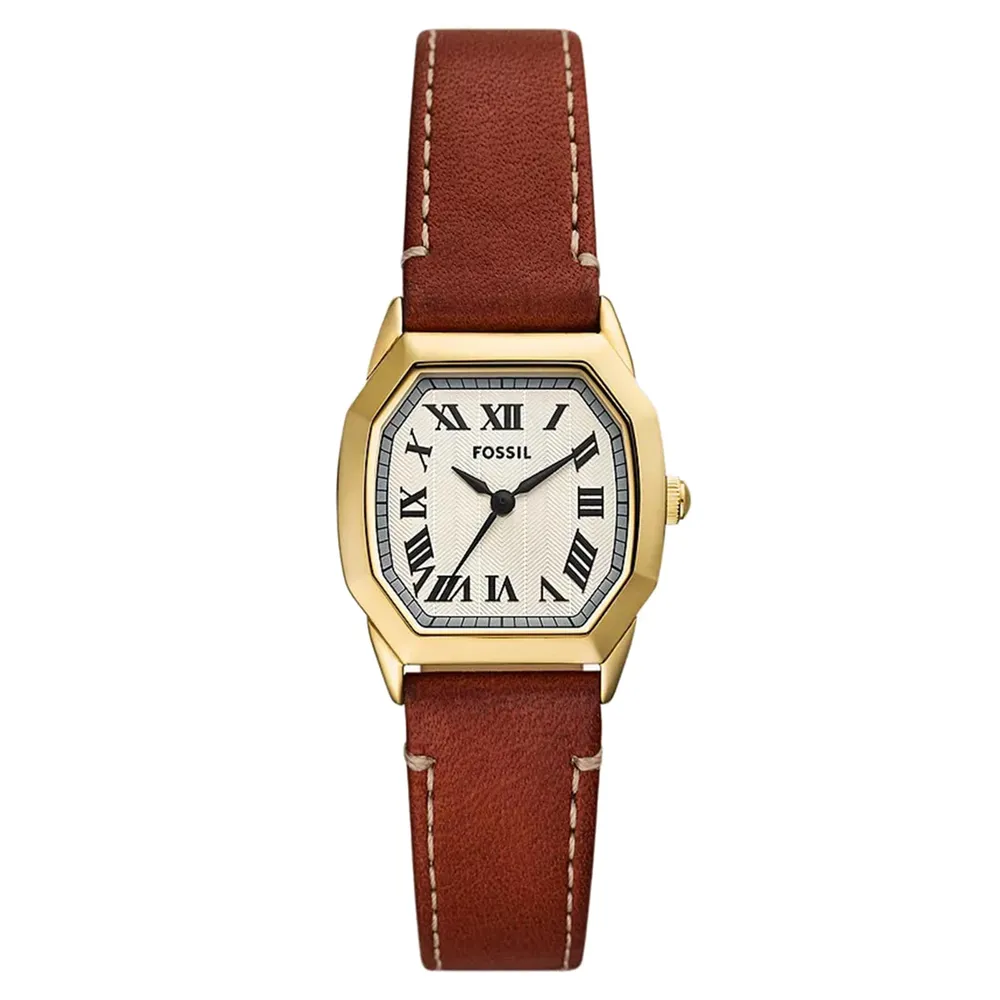 Fossil Harlow Three-Hand Medium Brown Leather ES5364