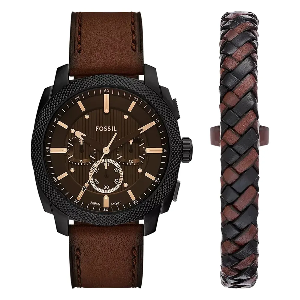 Fossil Machine Brown Leather FS6102SET