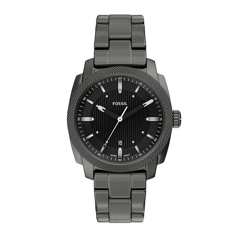 Fossil Machine Three-Hand Date Smoke Stainless Steel FS6185