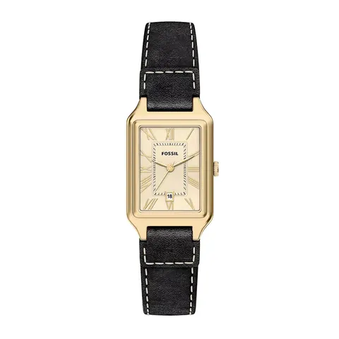 Fossil Raquel Three-Hand Date Black Leather