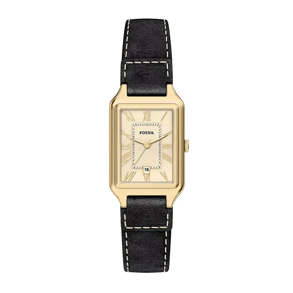 Fossil Raquel Three-Hand Date Black Leather ES5505