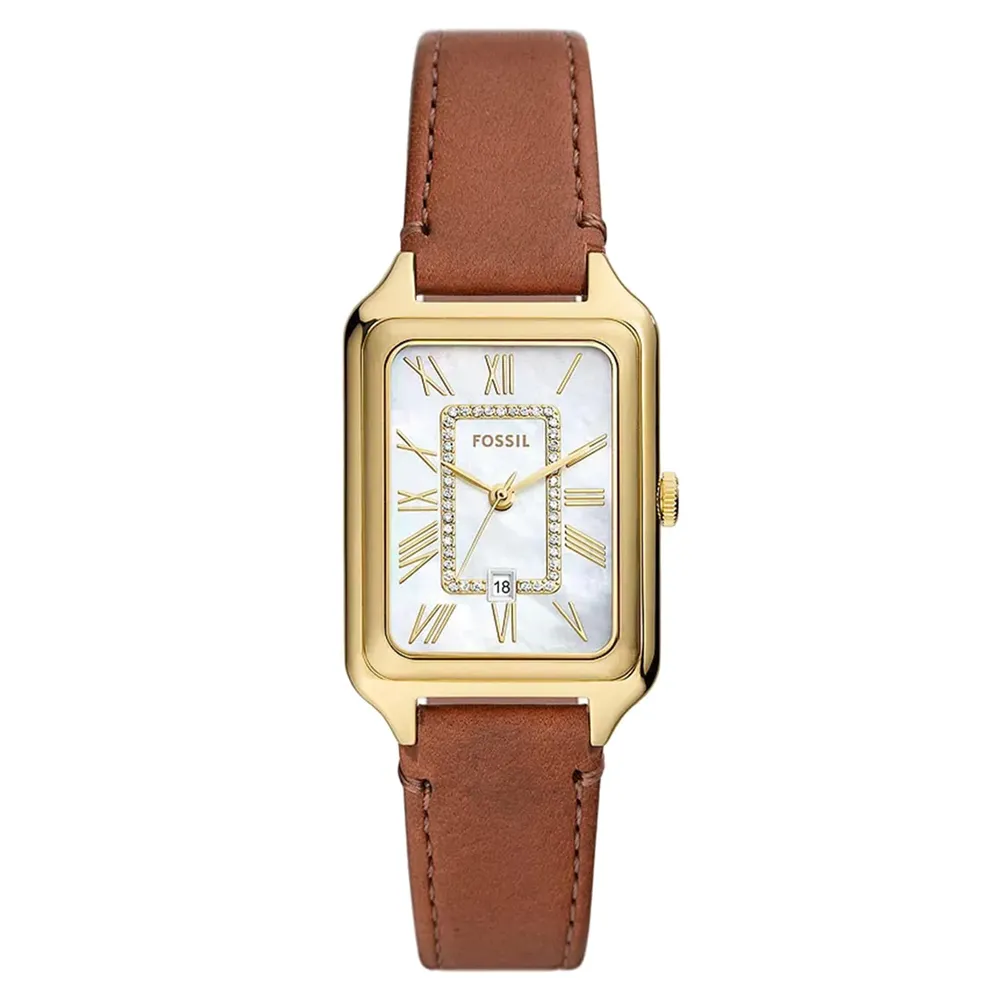 Fossil Raquel Three-Hand Date Medium Brown Leather ES5307