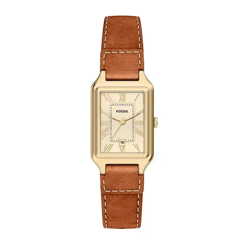 Fossil Raquel Three-Hand Date Medium Brown Leather
