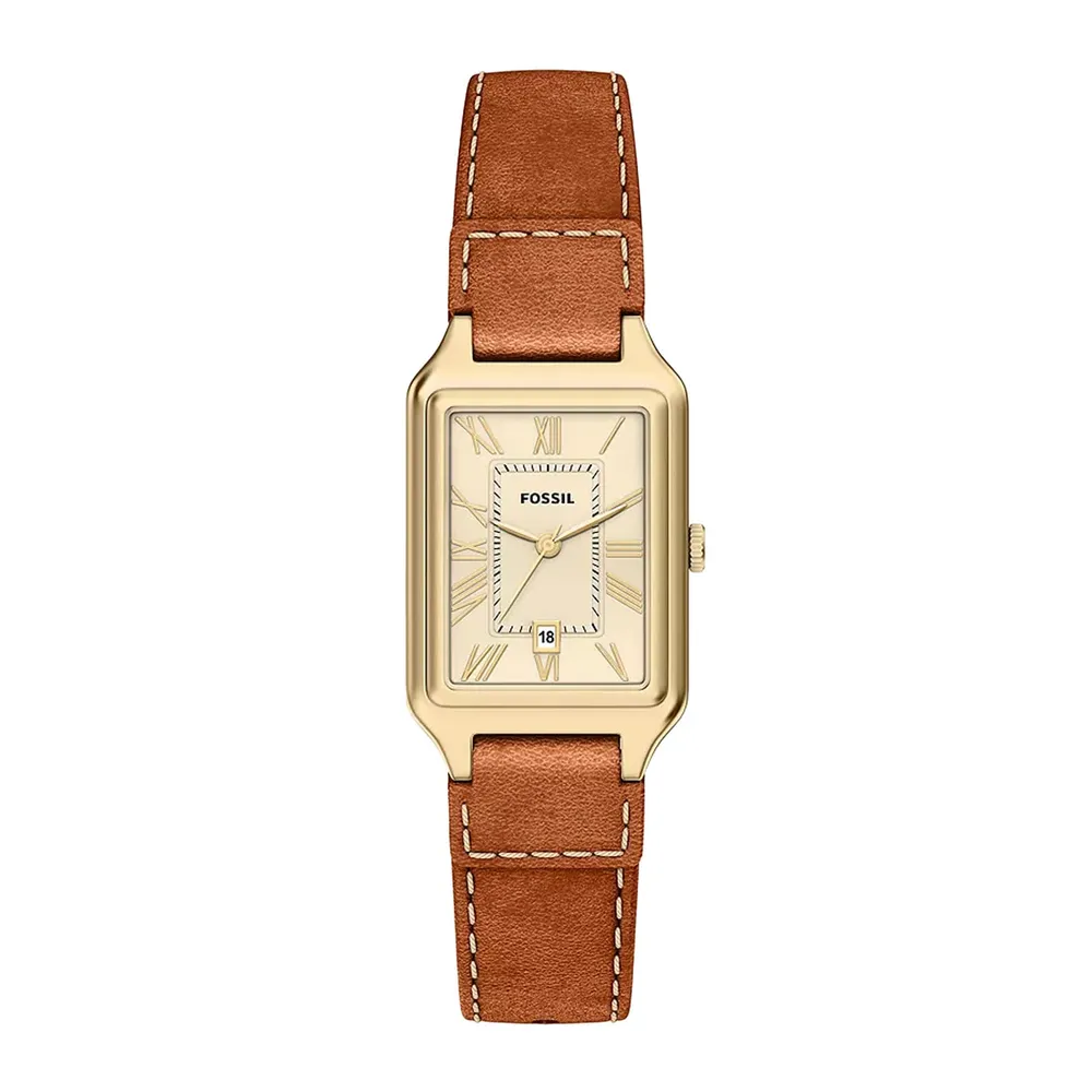 Fossil Raquel Three-Hand Date Medium Brown Leather ES5504