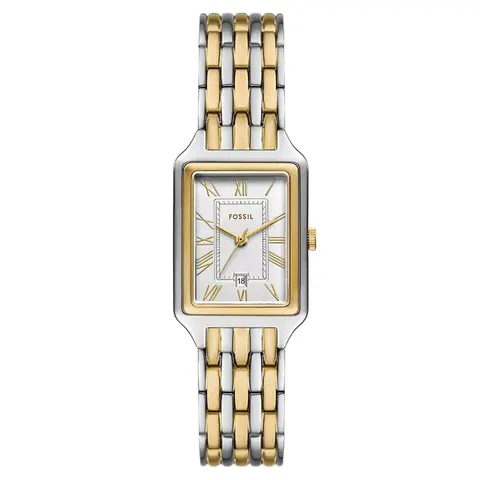 Fossil Raquel Three-Hand Date Two-Tone White Dial