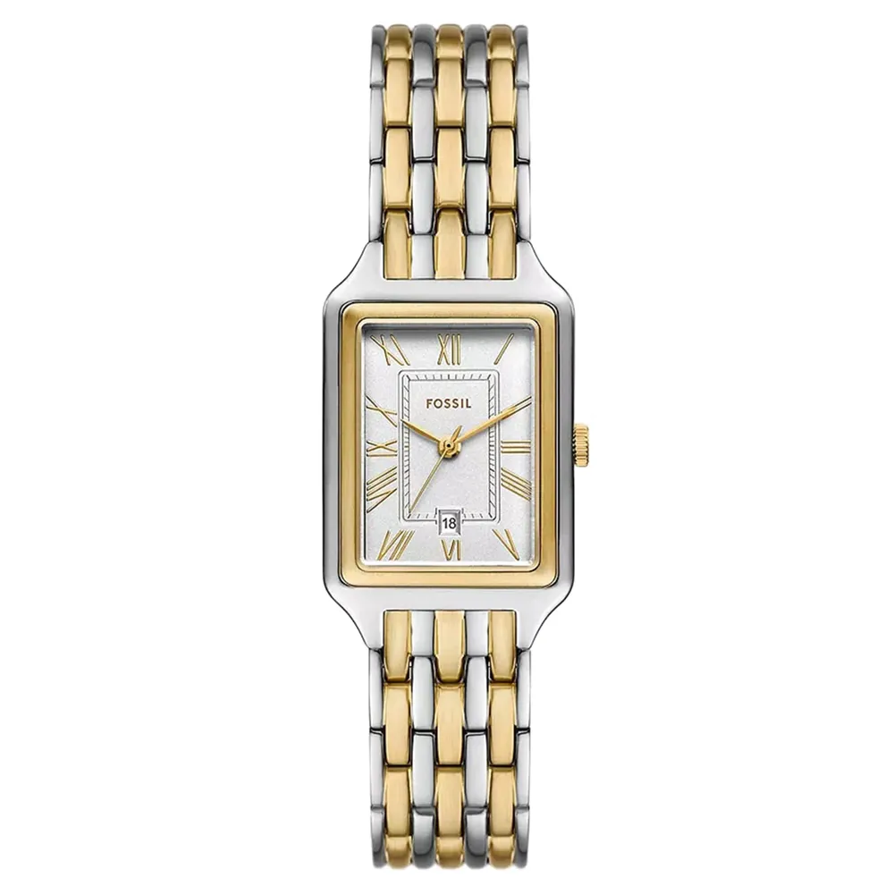 Fossil Raquel Three-Hand Date Two-Tone White Dial ES5368