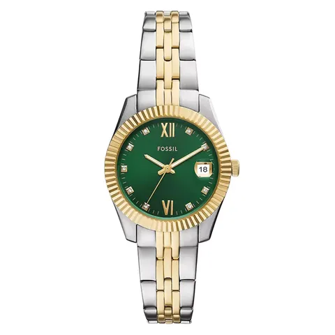 Fossil Scarlette Three-Hand Date Two-Tone Green Dial