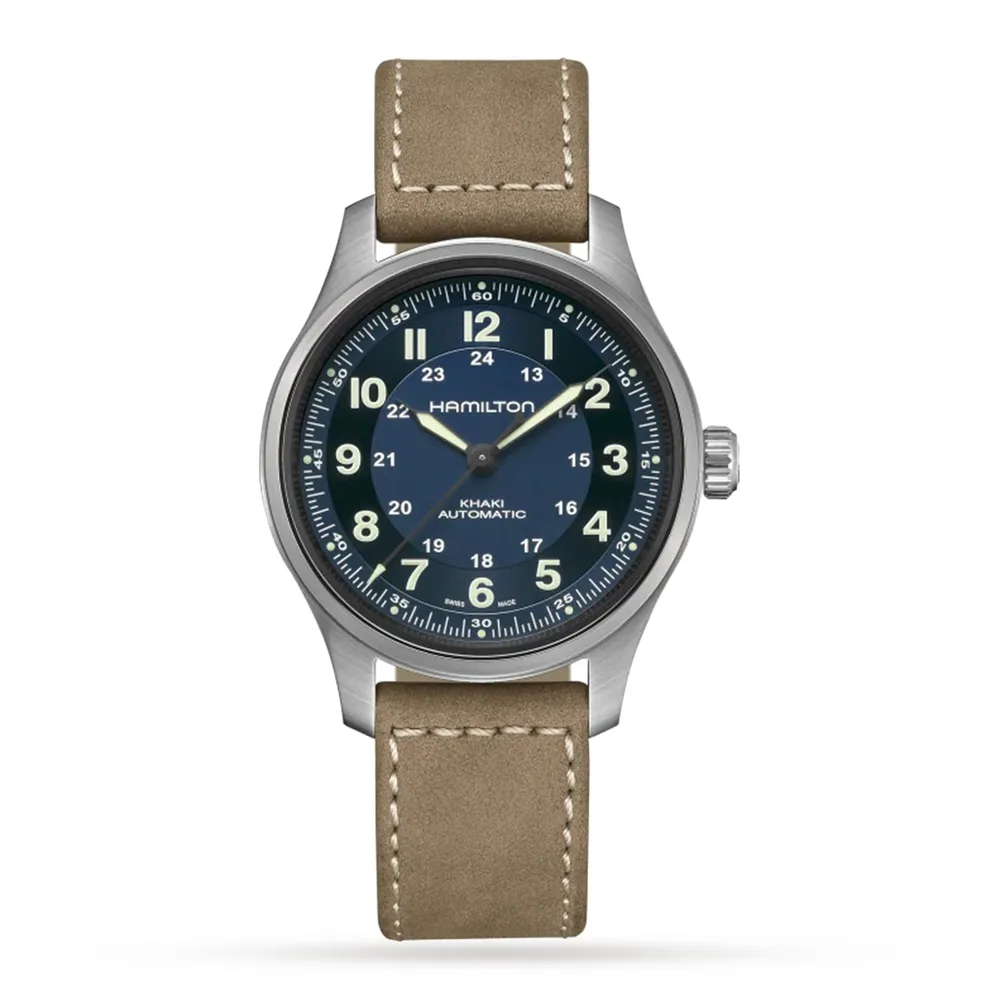 Hamilton Khaki Field Titanium Blue Dial Brown Strap H70545540