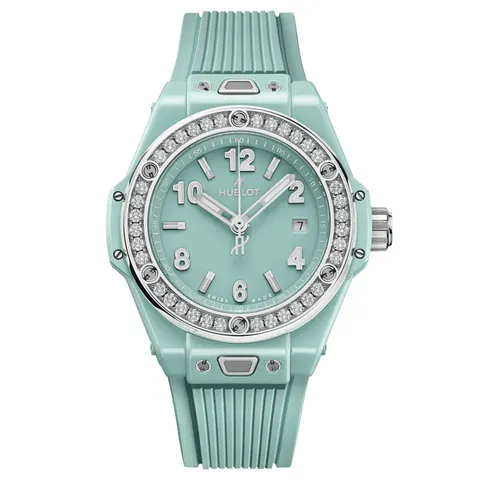 Hublot One Click Mint Green Ceramic Diamonds