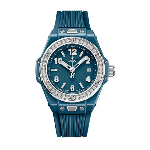 Hublot One Click Petrol Blue Ceramic Diamonds