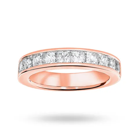 Goldsmiths 18 Carat Rose Gold 2.00 Carat Princess Cut Half Eternity Ring