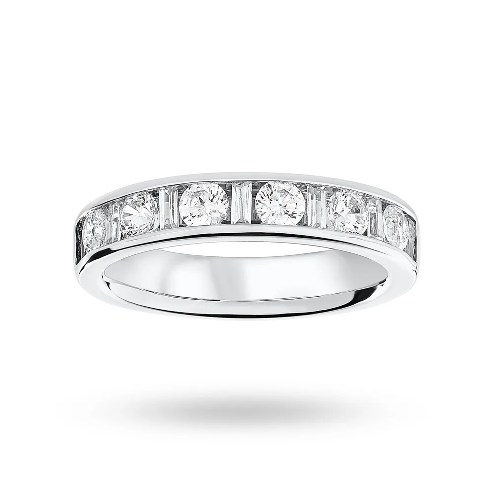 18 Carat White Gold 1.00 Carat Dot Dash Half Eternity Ring