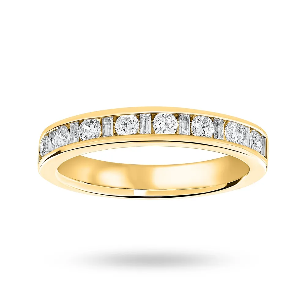 18 Carat Yellow Gold 0.50 Carat Dot Dash Half Eternity Ring - Ring Size J.5