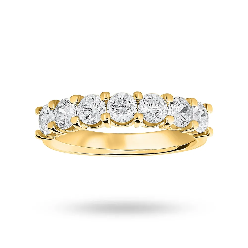 18 Carat Yellow Gold 1.30 Carat Brilliant Cut Under Bezel Half Eternity Ring