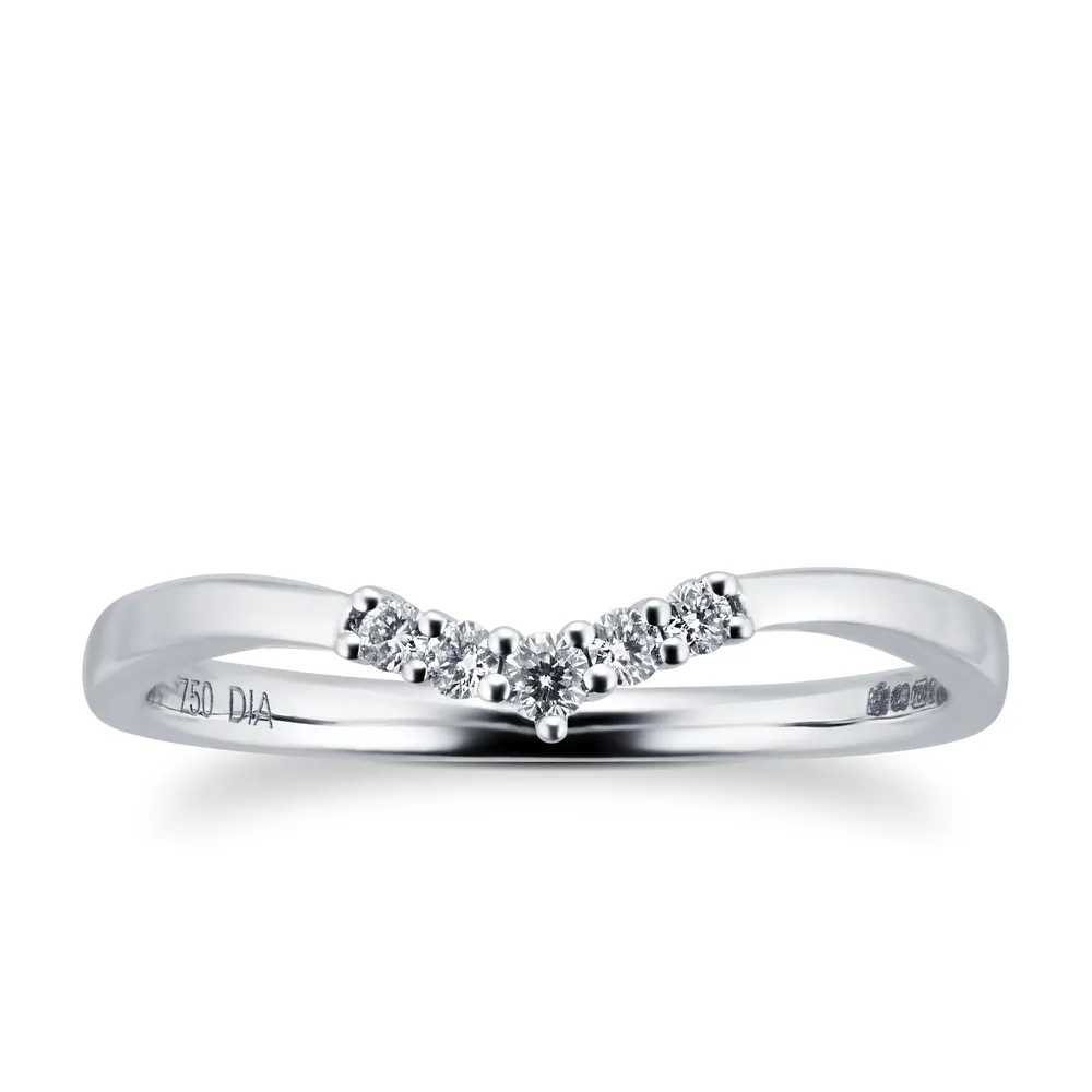 18ct White Gold 0.09 Total Carat Weight Diamond Set Shaped Band
