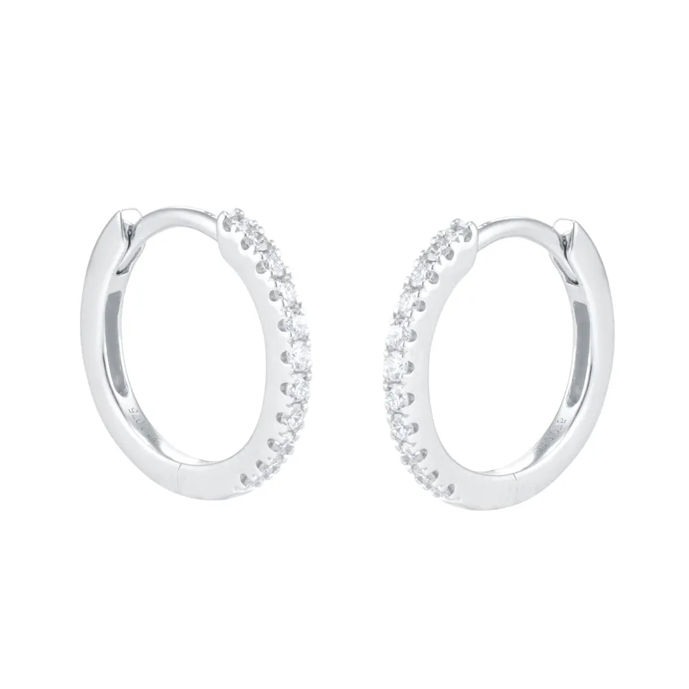 18ct White Gold 0.15cttw Diamond Huggie Hoop Earrings