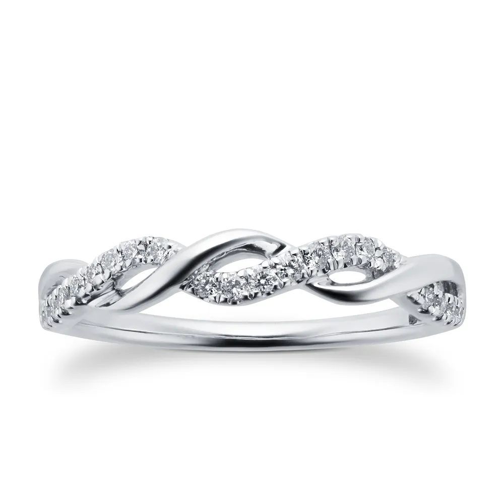 18ct White Gold 0.15cttw Twist Design Eternity Ring