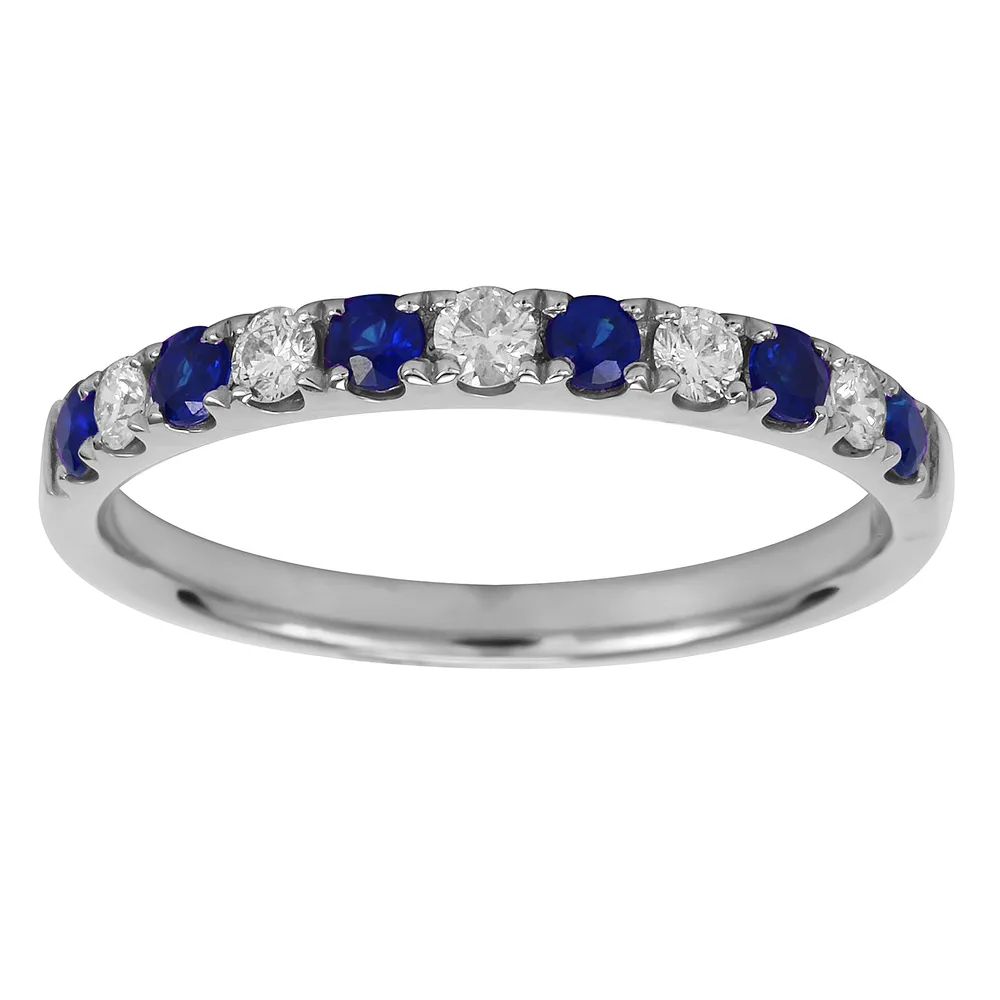 18ct White Gold 0.20ct Diamond & Sapphire Eternity Rings