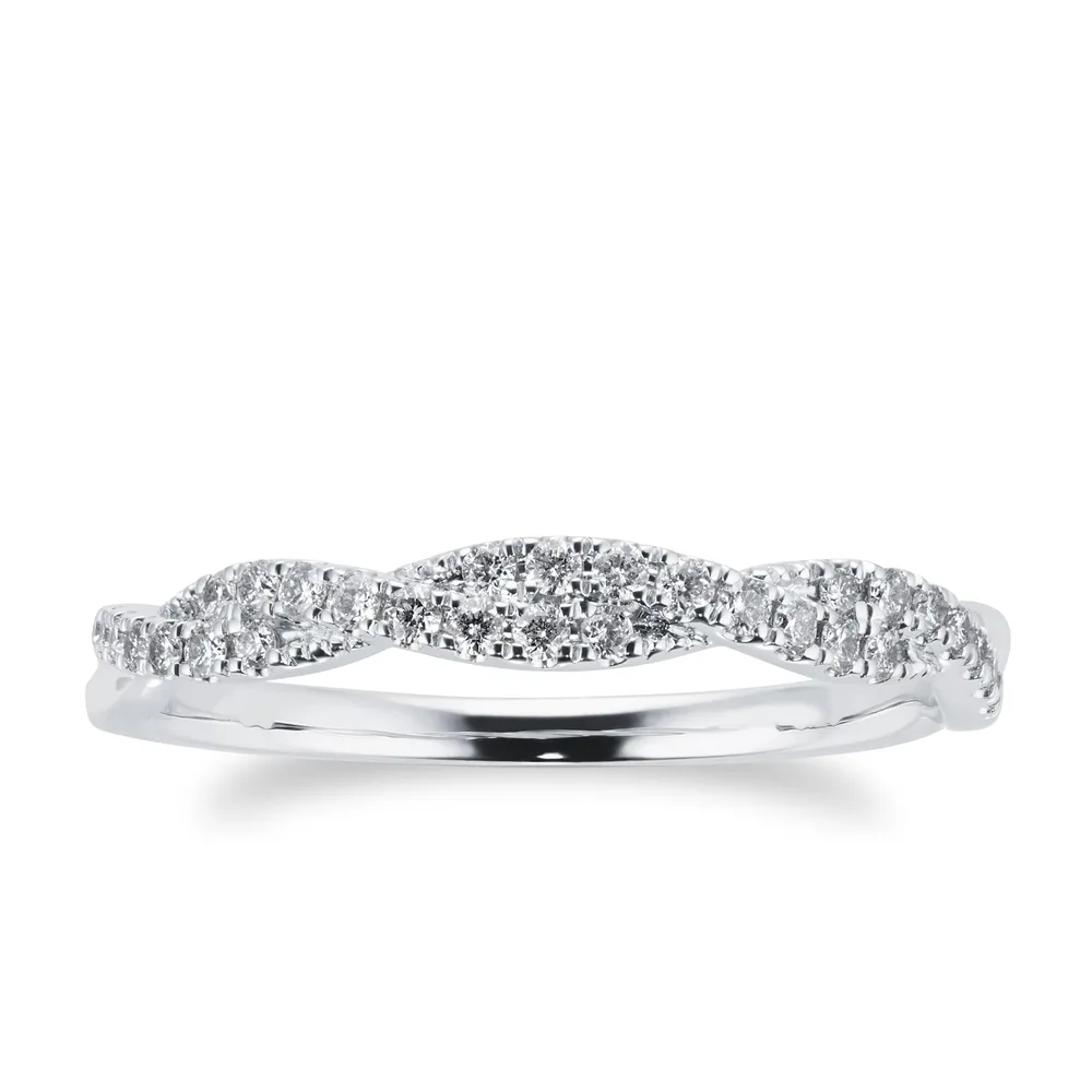 18ct White Gold 0.20ct Diamond Twist Eternity Ring
