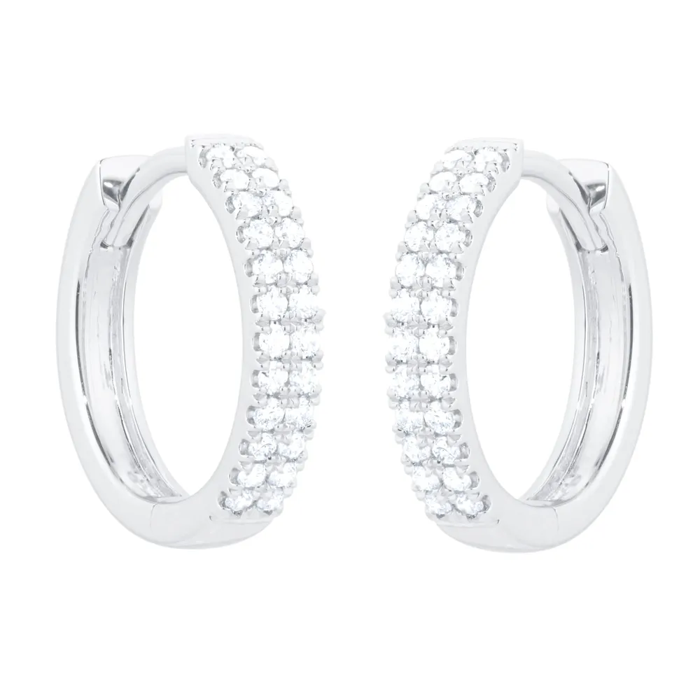 18ct White Gold 0.25cttw Diamond Double Row Hoop Earrings