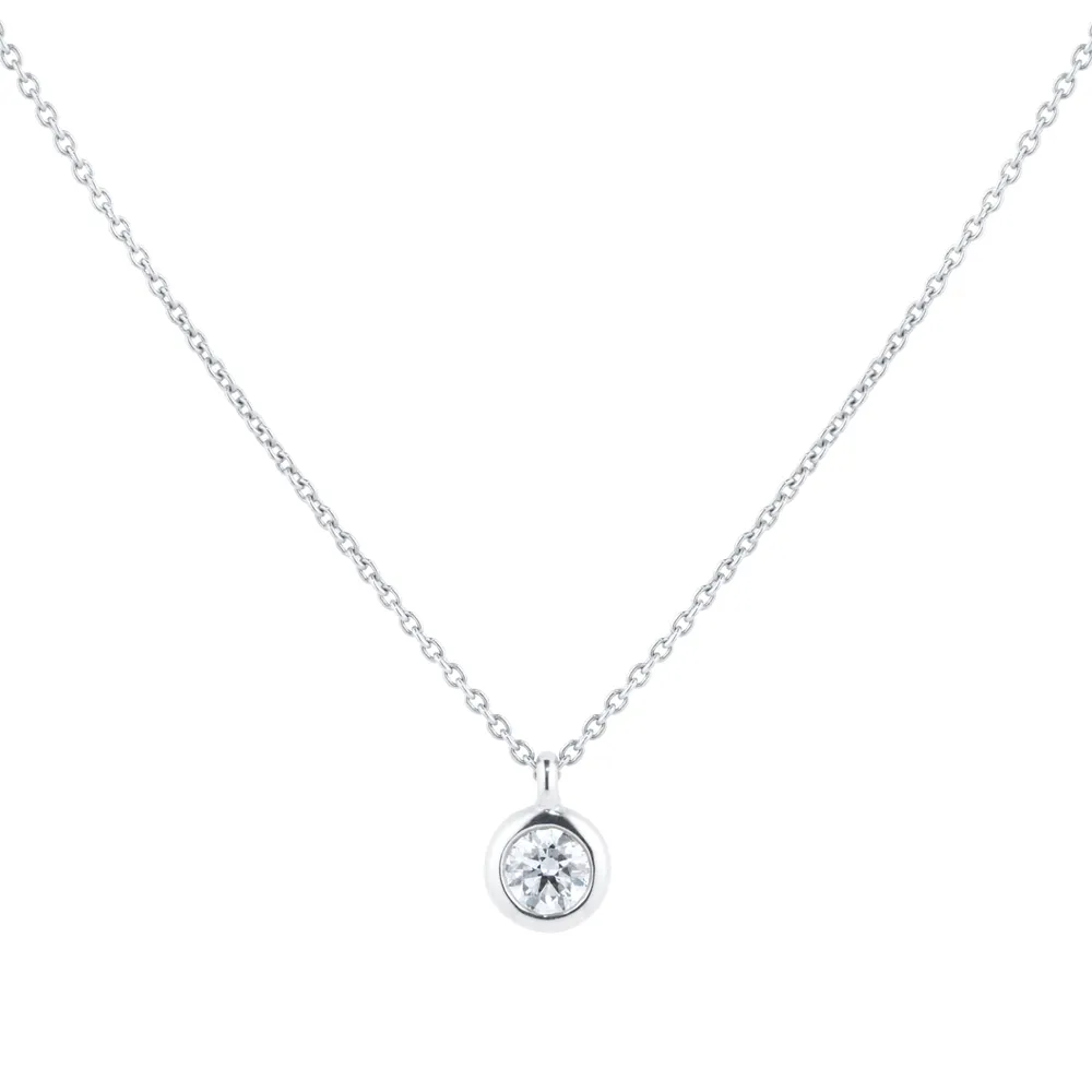18ct White Gold 0.30ct Diamond Bezel Pendant