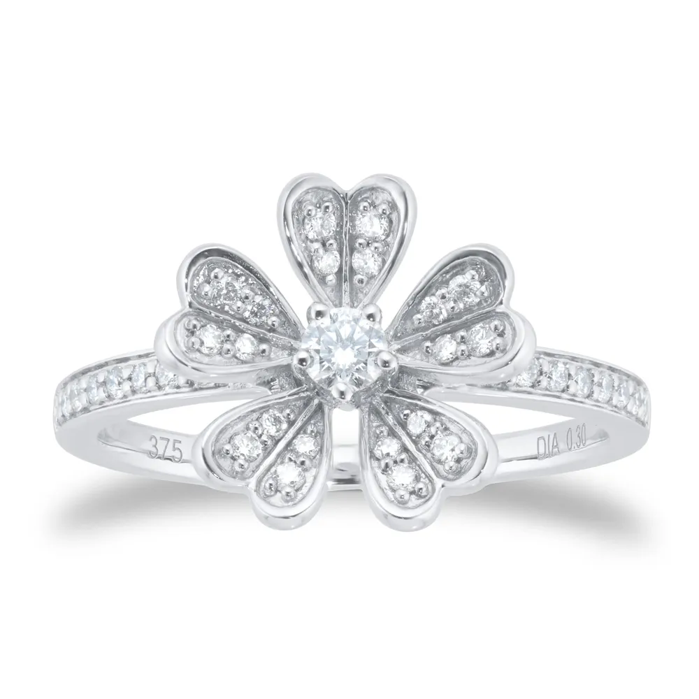 18ct White Gold 0.30ct Diamond Floral Ring