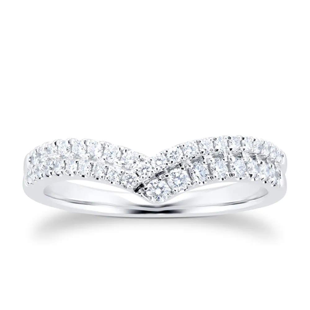 18ct White Gold 0.34cttw Diamond Double Row V Shaped Band