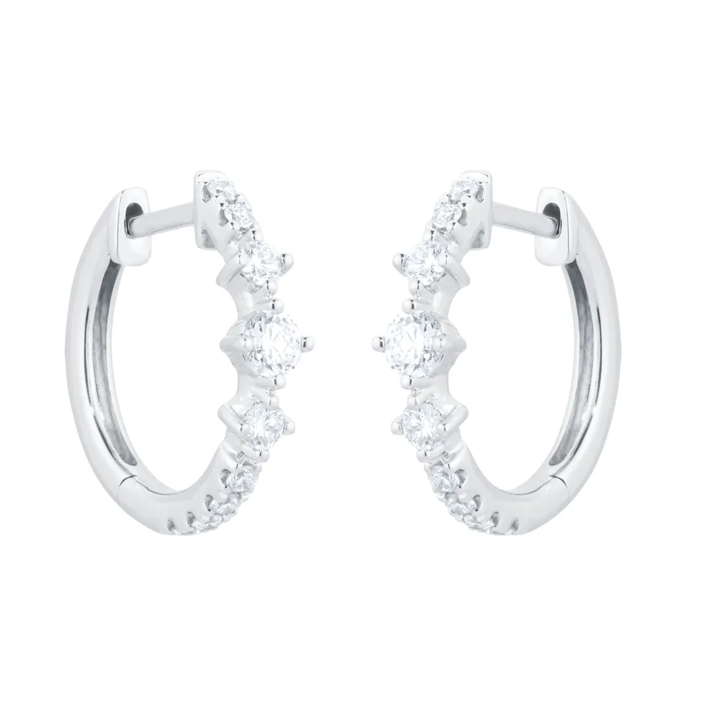 18ct White Gold 0.40cttw Diamond Linear Huggie Earrings