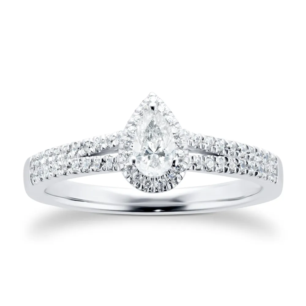 18ct White Gold 0.40cttw Diamond Pear Cut Halo Ring