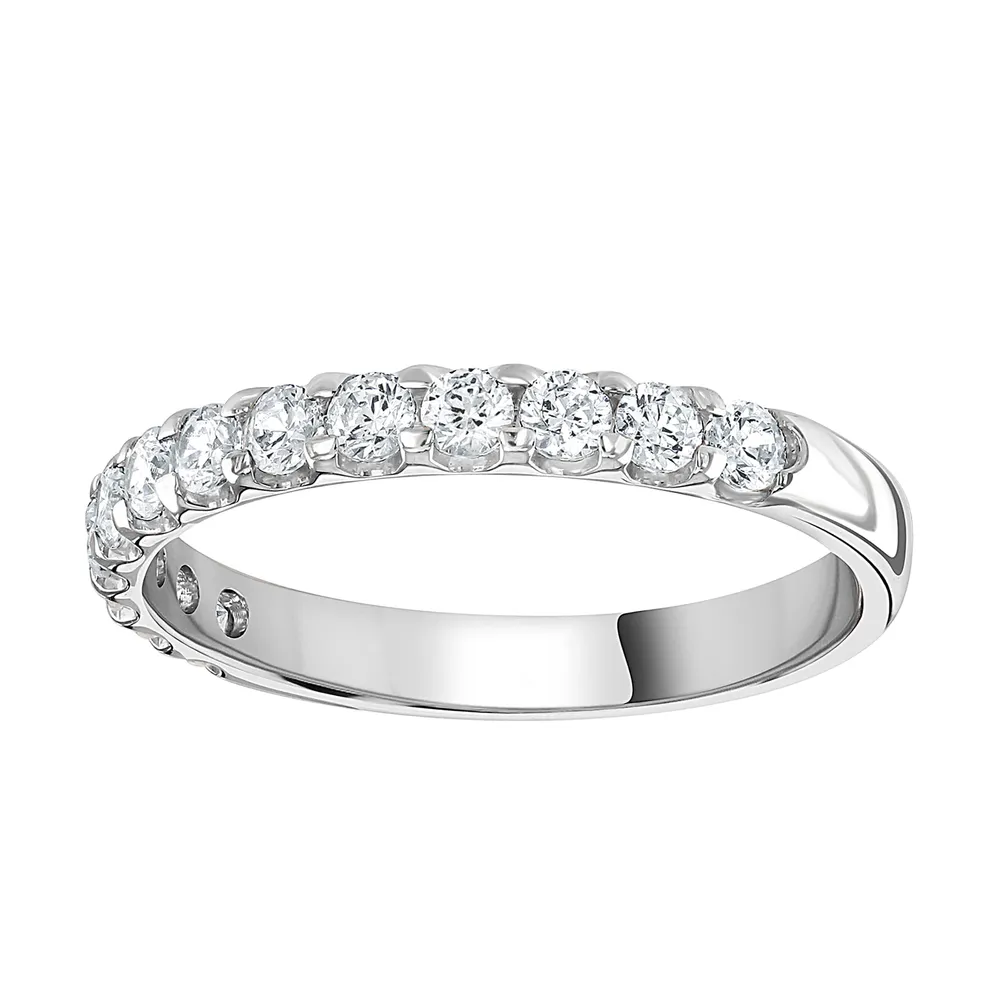 18ct White Gold 0.50 Carat Round Brilliant Cut Claw Set Half Eternity Ring
