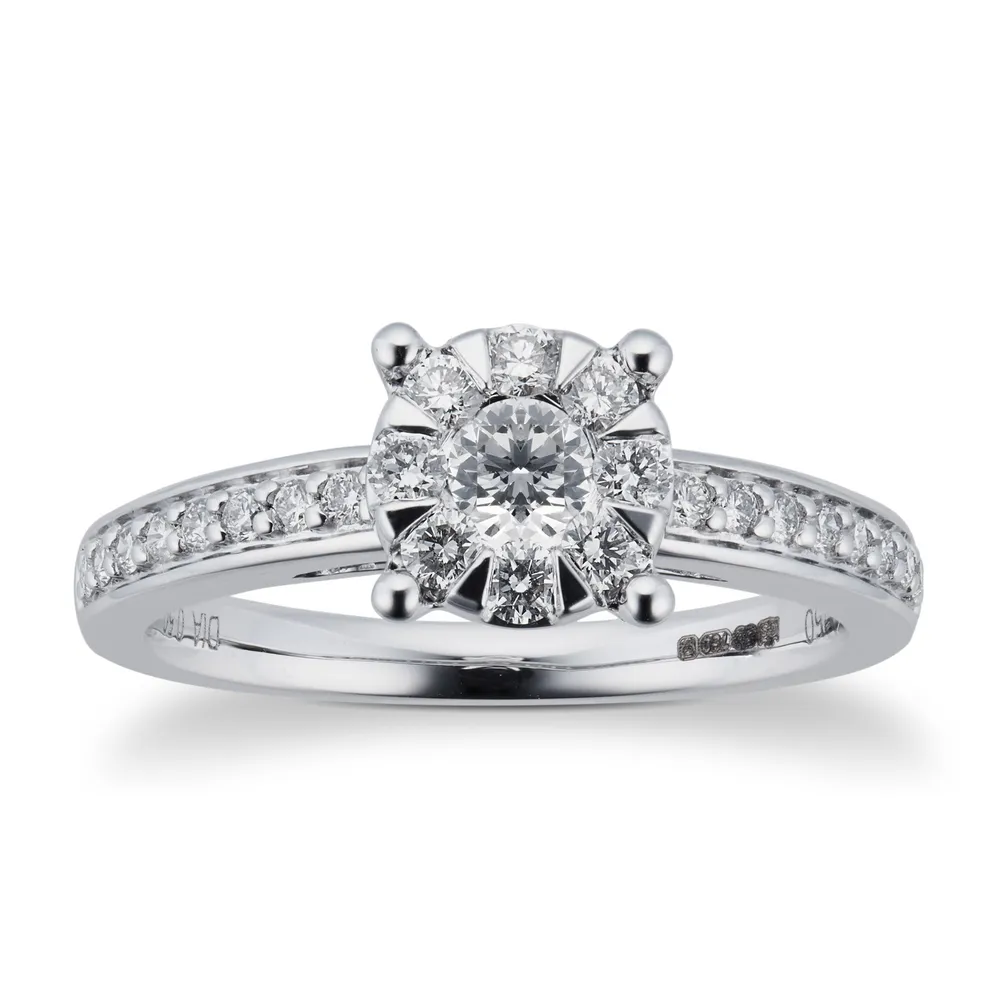 18ct White Gold 0.50 Carat Total Weight Diamond Multi Stone Ring