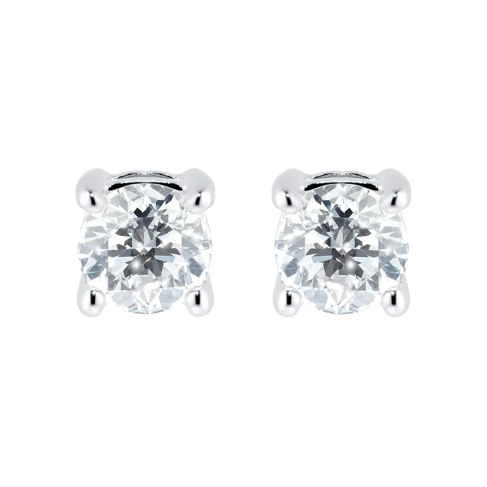 18ct White Gold 0.50ct Diamond 4 Claw Stud Earrings