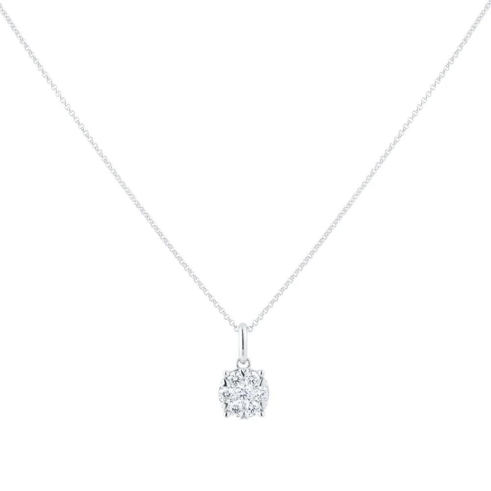 18ct White Gold 0.50ct Diamond Amore Cluster Pendant