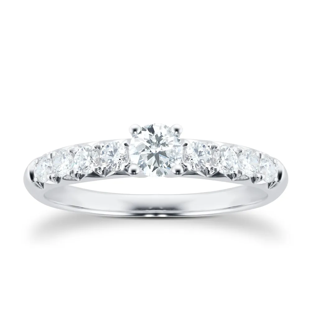 18ct White Gold 0.50ct Diamond Set Shoulder Engagement Ring